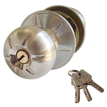 Serrures de Bouton de Porte avec 3 Clés Poignée Style Boule Ronde Intimité Chambre Salle de Bain Serrures de Poignée Acier Inoxydable Poli Ensemble de Boutons de Porte Poignée de Porte Intérieure Verrouillable