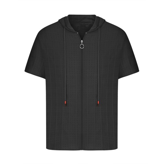 Dvkptbk Blouse à Capuche à Manches Courtes Décontractée et Tendance pour Homme, Blouse Ajustée à Manches Courtes, Hauts, Chemise
