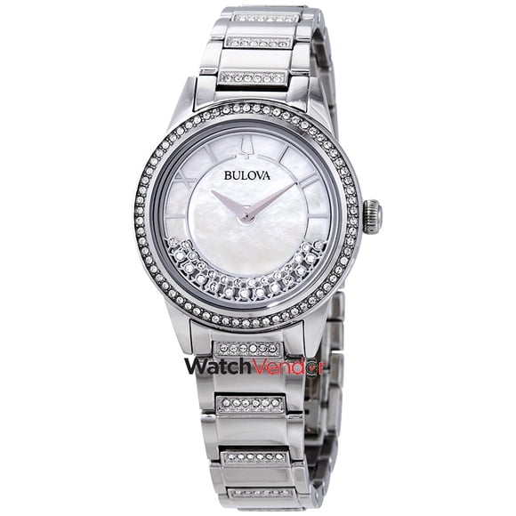 Bulova Crystal Mother of Pearl Dial Ladies Watch 96L257