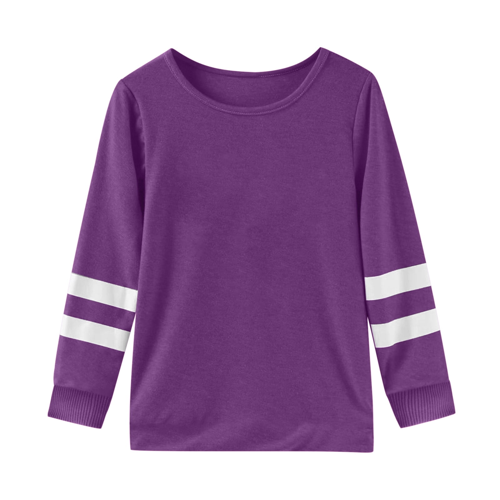 WEIYLL T-Shirts pour Filles Manches Longues Poignets Col Rond Patchwork Chaud Doux Hauts de Sortie pour 2-3 Ans