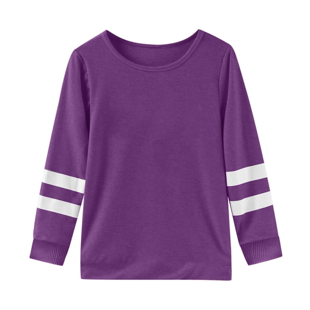 WEIYLL T-Shirts pour Filles Manches Longues Poignets Col Rond Patchwork Chaud Doux Hauts de Sortie pour 2-3 Ans