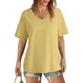 thumbnail image 2 of AherBiu Womens Summer Tops Basic V Neck Loose Casual Short Sleeve Solid Color Comfy Daily Tshirts, 2 of 6