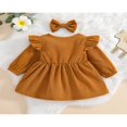 thumbnail image 3 of MesaSe Automne Bébé Filles Princesse Robe 2pcs Volant à Manches Longues Bouton Velours Côtelé une Ligne Robe Bandeau Vin Rouge 2-3 Ans, 3 of 9