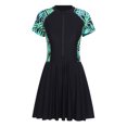 thumbnail image 1 of iiniim Maillot de Bain une Pièce pour Femme Grande Taille, Manches Courtes, Maillot Dermoprotecteur, Robe de Natation, Maillot de Plage Modeste, Feuilles Noires, 4TG, 1 of 7