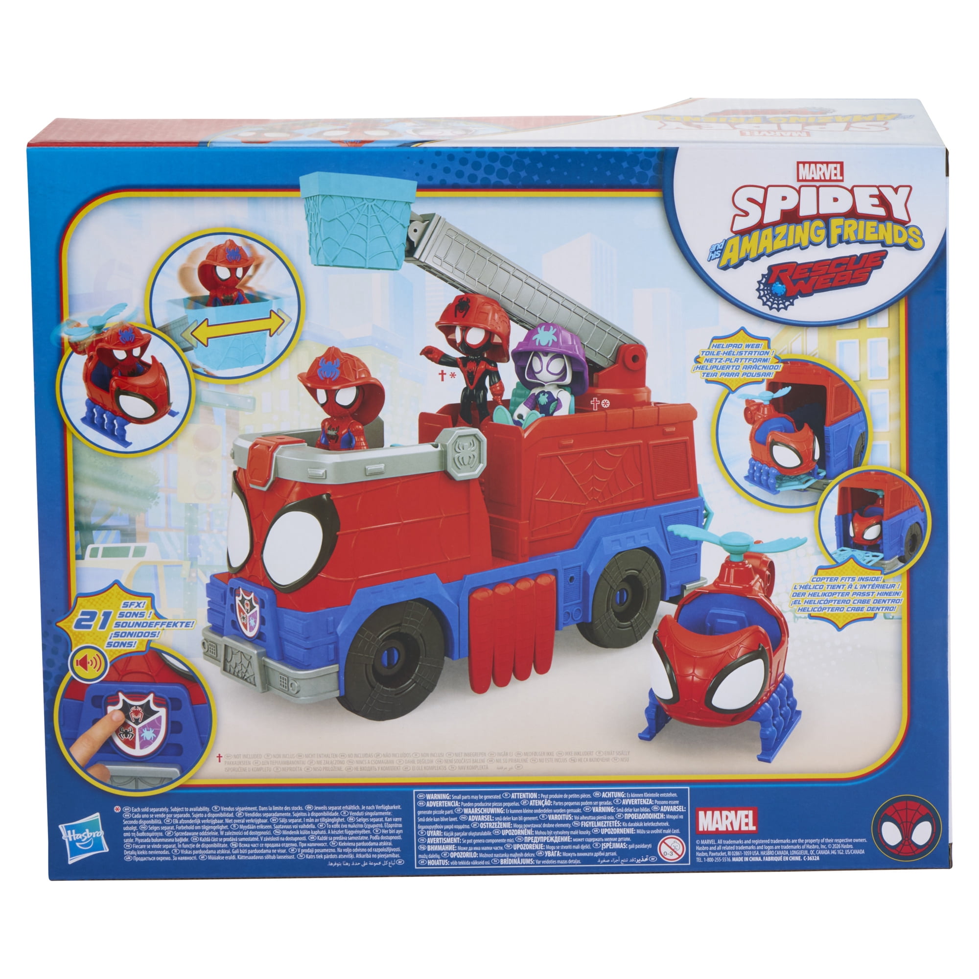 Marvel Spidey and his Amazing Friends Rescue-Webs Firetruck, Ages 3 and Up