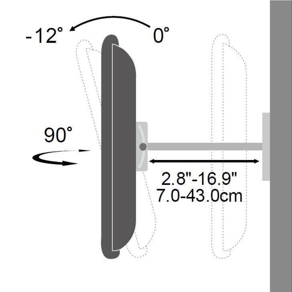 Techly Support mural à deux bras à mouvement complet pour téléviseur LCD/LED plat ou incurvé de 23" à 55" Inclinaison +/-12° VESA jusqu'à 400x400 mm, Noir