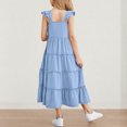 thumbnail image 3 of Diufon Robe Maxi pour Filles Été Décontractée à Manches Cap, Robe Trapèze, Ourlet à Volants, Robe Fluide pour Préados 3-13 Ans, 3 of 9