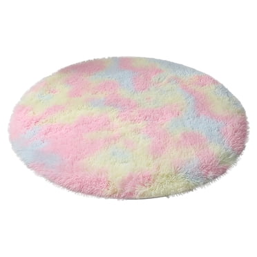 Tapis Rond pour Chambre de Fille, Tapis Circulaire pour Chambre, Tapis pour Chambre d'Ado Fille, Tapis Circulaire pour Chambre de Bébé, Tapis Pelucheux Duveteux pour Dortoir, Déco de Chambre Mignonne pour Bébé
