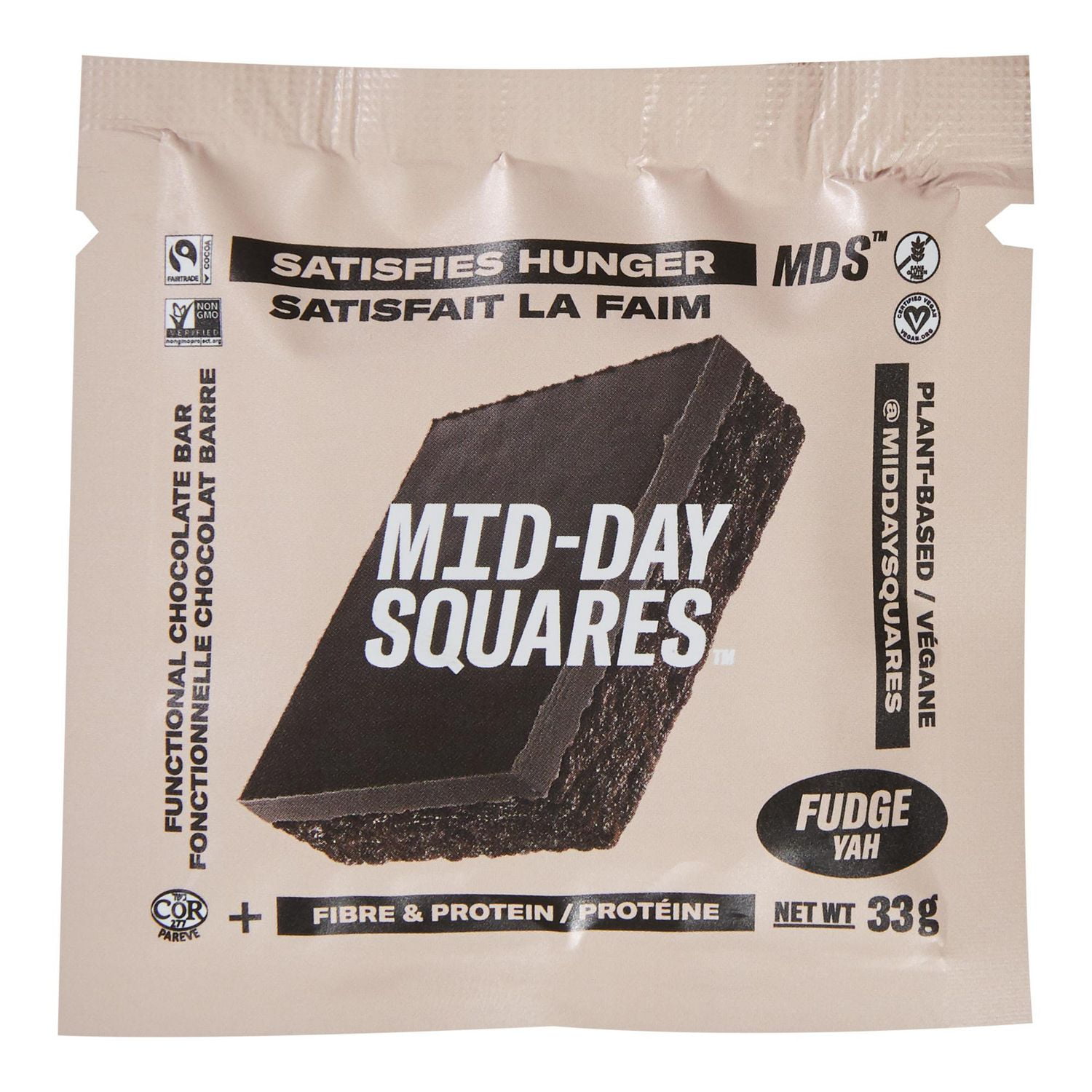 Barre chocolat végane Mid-Day Squares Brownie Batter 33g