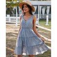 thumbnail image 1 of YNIQUE Womens Summer Casual Spaghetti Strap Smocked Ruffled Vacation Mini Dress, 1 of 6