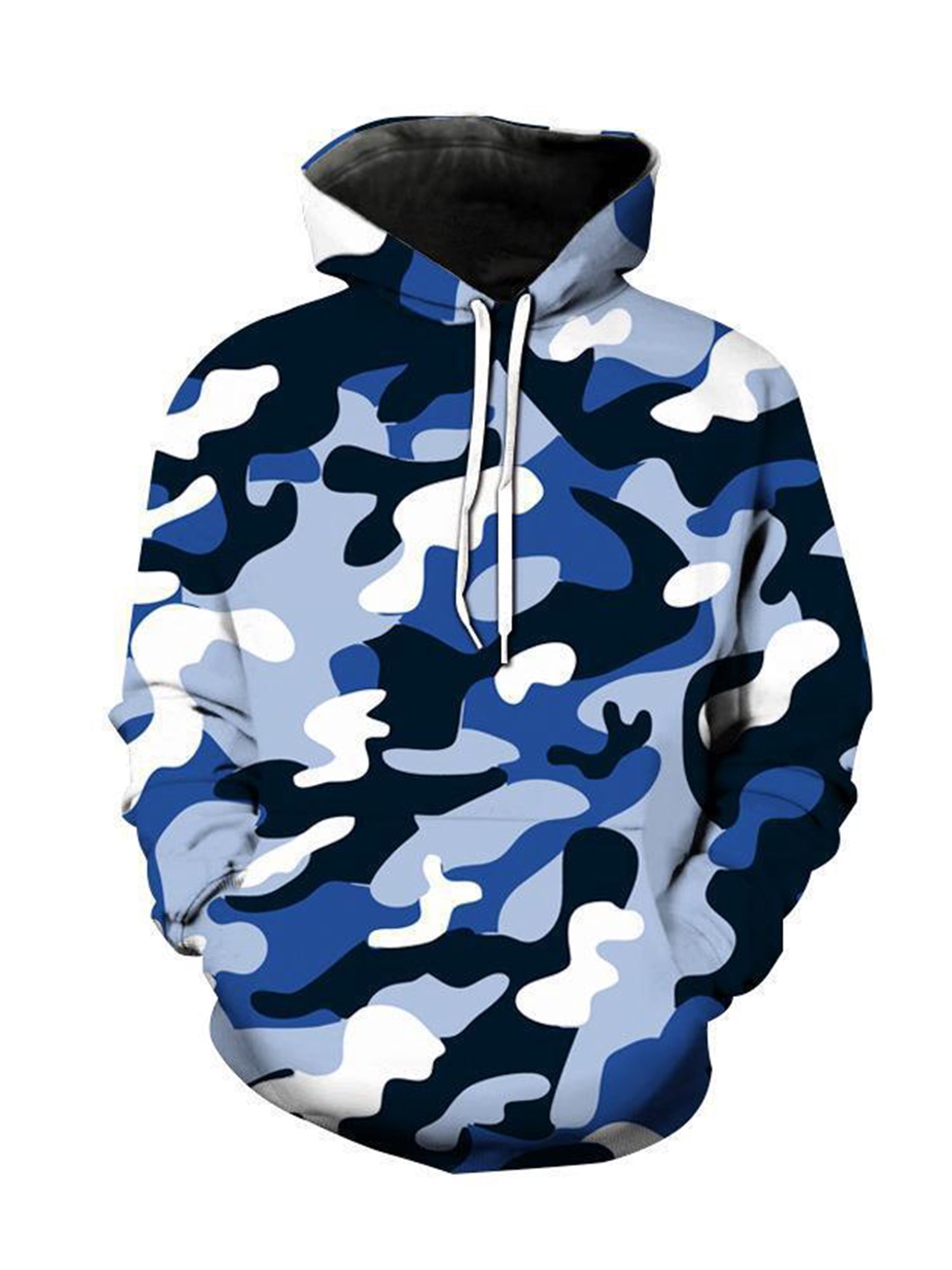 Innerwin Sweatshirt Long Sleeve Mens Hooded Tops Sport Drawstring Comfy Hoodies Navy Blue 5XL
