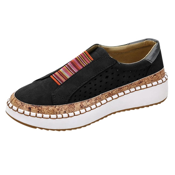 LOVZFMLL Women's Loafers Shoes Fashion Slip On Comfort Walking Shoes Hollow Breathable Flat Loafers for Casual Travel Black 9