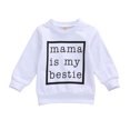thumbnail image 1 of Chandail à Enfiler pour Bébé, Impression de Lettres « Maman Est Ma Meilleure Amie », Fermeture Côtelée, Col Rond Classique, Vêtement de Printemps, 1 of 7
