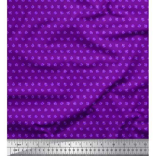 Soimoi Polyester Crepe Fabric Dots Shirting Print Fabric by The Yard 52 Inch Wide