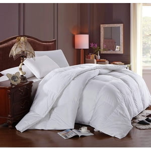 Royal Hotel Bedding Down Comforter Light Hypoallergenic Oversized Queen Size Duvet Insert, 600 Fill Power 100% Cotton Shell Down Proof Insert Comforter with Corner tabs
