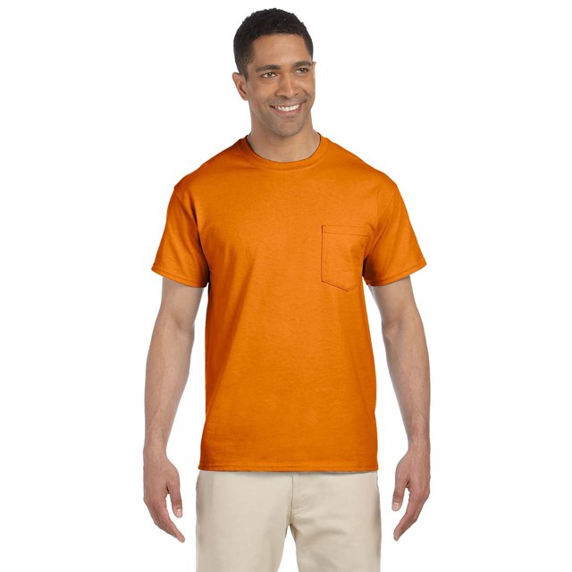 Gildan T-Shirt Adulte Ultra Coton 6 oz avec Poche - ORANGE Sécurité - m