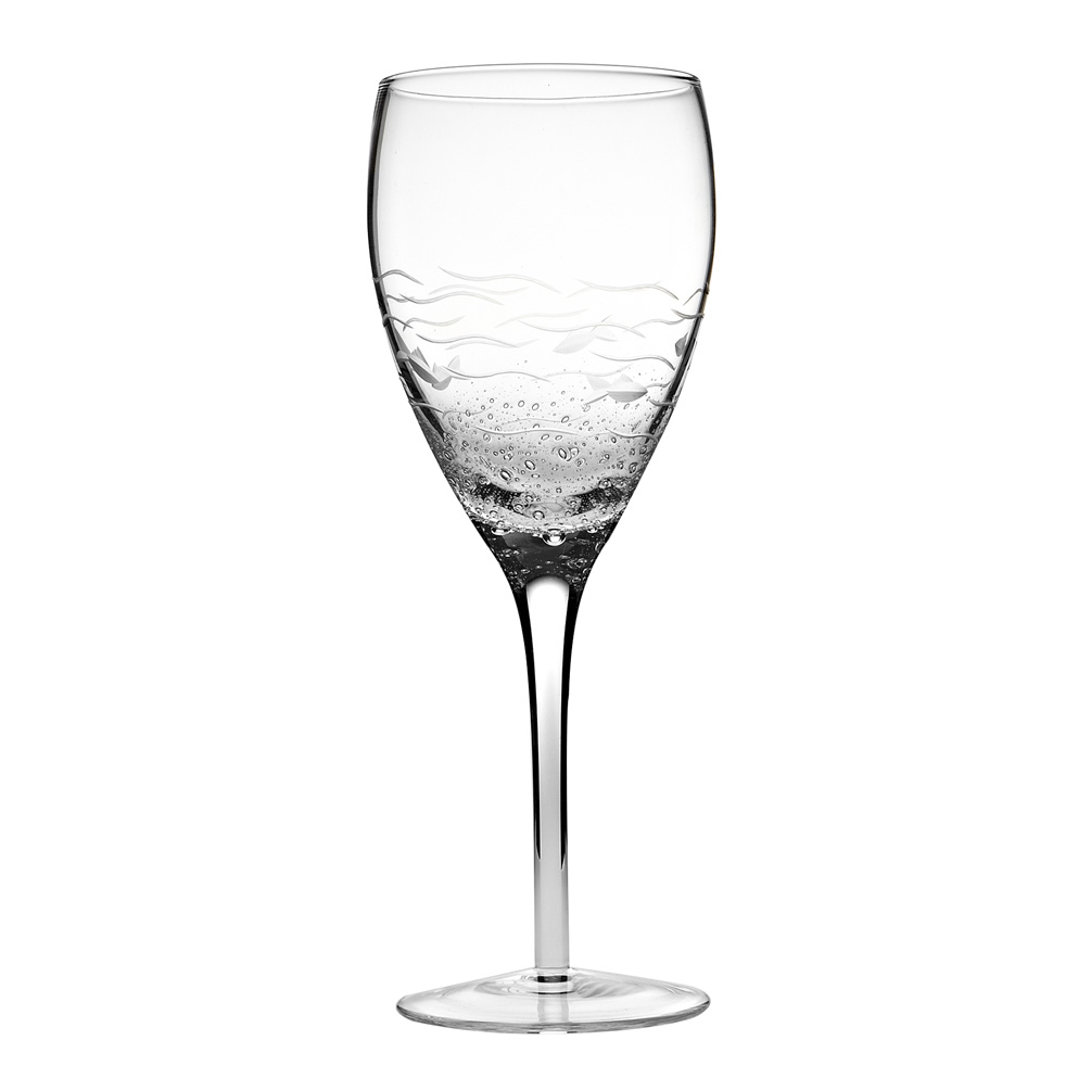 Set of 1 Cut Fish & Bubbles Wine Glass