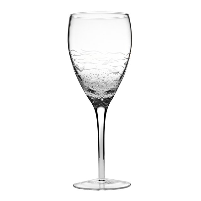 Set of 1 Cut Fish & Bubbles Wine Glass
