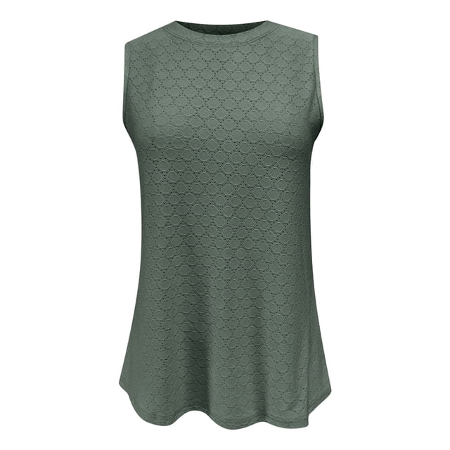 Timegard Camisole pour Femmes Col Rond Oeillets Sans Manches Confortable Fluide Plage Vacances Décontractée Ample Hauts