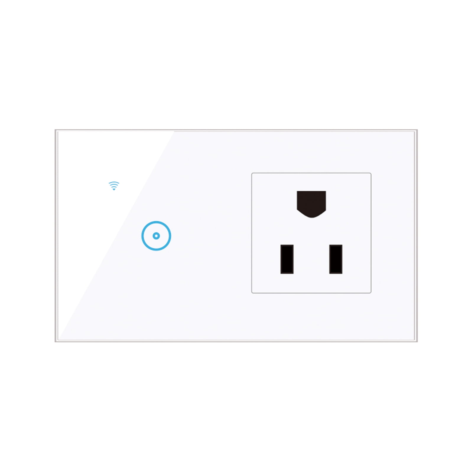 Mistaha 95- Prise Murale Intelligente Wi-Fi avec 1 Interrupteur Tactile en Gang, Contrôle à Distance via Application Smart Life, Commande Vocale, Contrôle Tactile Compatible avec Assistant, Interrupteur Intelligent Wi-Fi, Prise, Standard