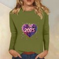 thumbnail image 1 of Styesk Chemises à Manches Longues pour Femmes Nouvel An T-shirt Décontracté Imprimé Col Rond Manches Longues, 1 of 4
