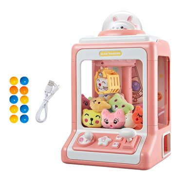Kids Claw Machine Candy Prize Dispenser Game Portable with Lights and Sounds for pink 20 dolls