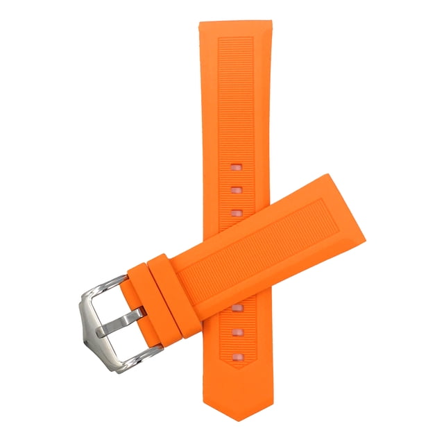 26mm Silicone Watch Bands - Soft Rubber Replacement Watch Straps - Smooth and Ribbed - Waterproof - Stainless Steel Buckle - Many Colors