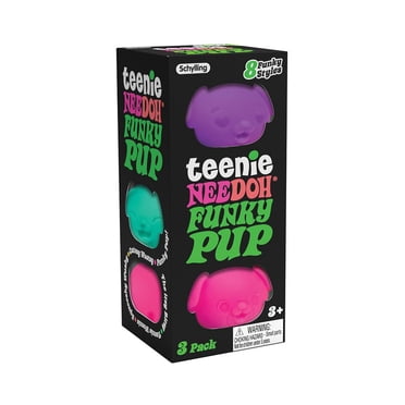 Schylling NeeDoh Teenie Funky Pups - Sensory Fidget Toy - 3 Mini Groovy Globs in Assorted Colors - Ages 3 to Adult (Pack of 1)