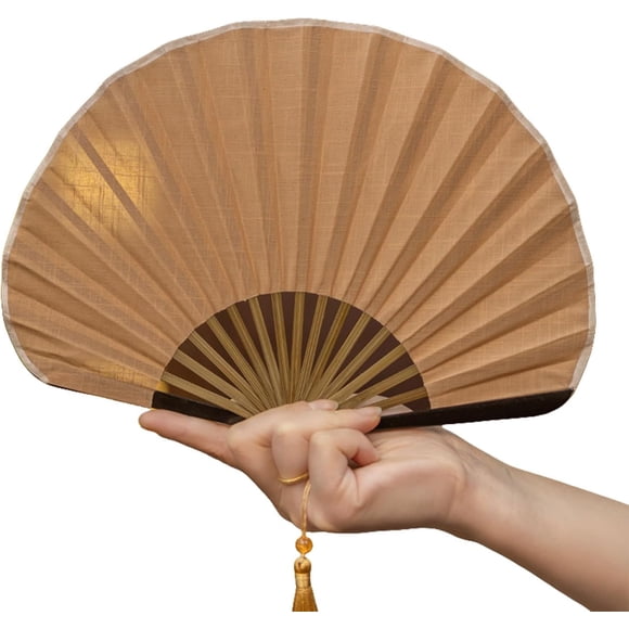 Shell Shaped Handheld Folding Fan Cotton Linen Portable Decorative Fan for Wedding Outdoor Party Favors