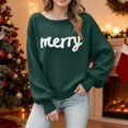 thumbnail image 2 of WUANDIXFA Chandail pour Femmes Chandails d'Automne pour Femmes Noël Automne Hiver Manches Longues Col Rond Haut Festif Chandails à Enfiler pour Femmes Vert Foncé,S, 2 of 6