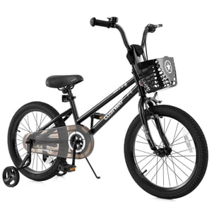 Costway 18" Kid's Bike with Training Wheels Adjustable Handlebar & Seat Handbrake Black