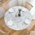 thumbnail image 3 of Fitted Round Vinyl Tablecloth with Flannel Backing and Elastic Edge, Waterproof Table Protector for Dining Room Table, 3 of 7