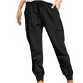thumbnail image 1 of Clearance-Sale Legging with Pocket for Women Solid Color Plus Casual Leggings Drawstring Stretchy Low Waist Ruched Womens Pants Multiple Pocket Softy Work Pants for Women Weekly-Deals（Black,2XL）, 1 of 9