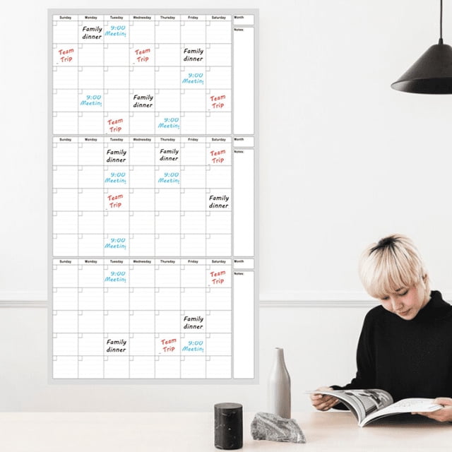 Chmadoxn Calendriers Super Grands Calendrier Effaçable de Trois Mois Sans Date Horaire un Calendrier