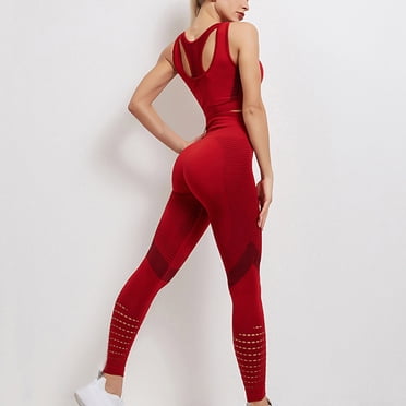 Amzcrzy Ensembles d'Entraînement pour Femmes Ensemble de Sport à Col Rond Moulant de Yoga Taille Haute Uni Ensemble de Tenue de Yoga Ensemble de Survêtements pour Femmes Ensemble Survêtements pour Femmes Ensembles de Survêtement pour Femmes 2 Pcs