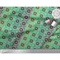 thumbnail image 3 of Soimoi Moss Georgette Fabric Stripe & Moroccan Kaleidoscope Printed Fabric 1 Yard 42 Inch Wide, 3 of 3