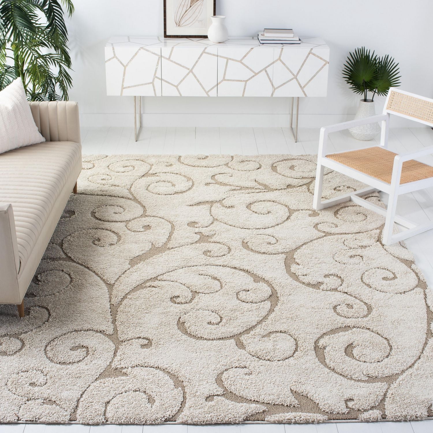 SAFAVIEH Florida Douglas Floral Vines Shag Area Rug