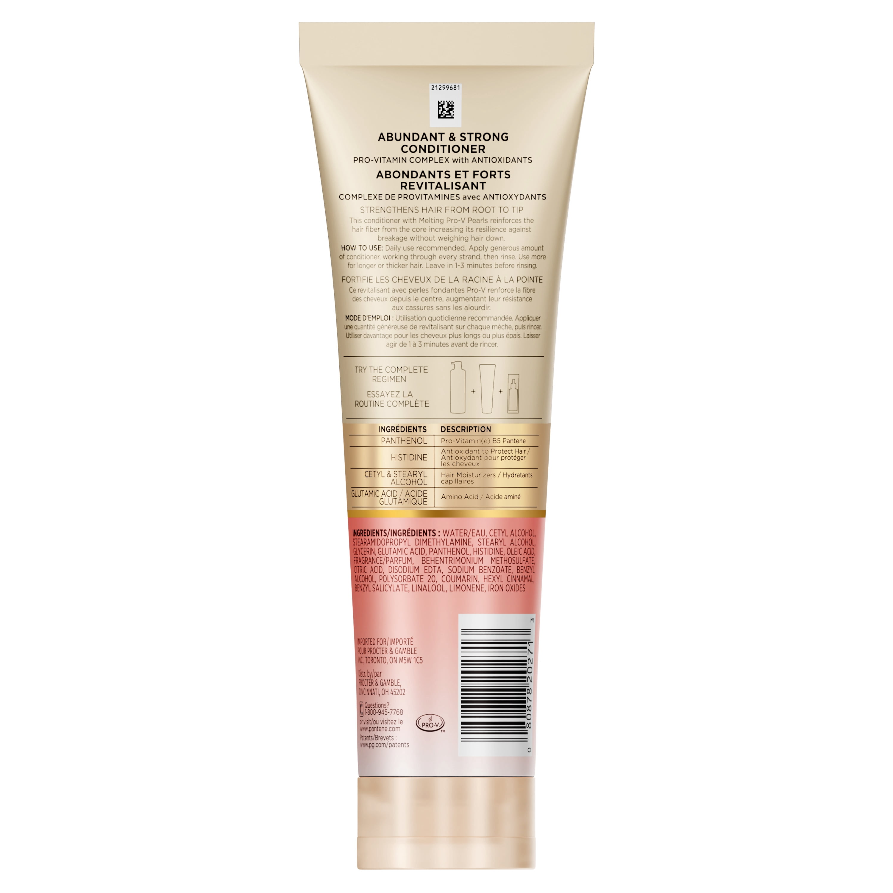 Revitalisant Pantene Pour Cheveux Abondants et Forts, Renforce Les Cheveux De La Racine À La Pointe, Complexe De Pro-Vitamine B5 et Antioxydants, 237 mL