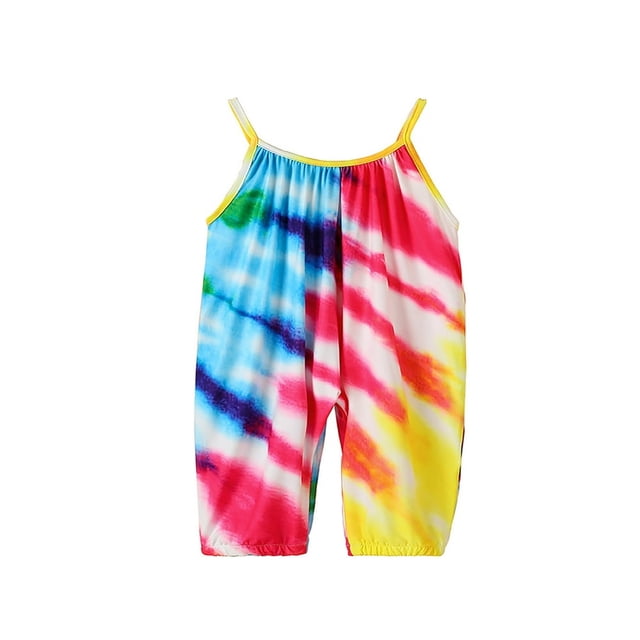 Toddle Sleeveless Jumpsuit with Tie-dye Pattern Printing Elastic Closure Clothing