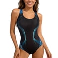 thumbnail image 1 of GDREDA One Piece Swimsuits for Women High Performance Athletic Swimsuit for Women Racing Design with Secure Fit and Triangle Backless Style Blue,M, 1 of 7
