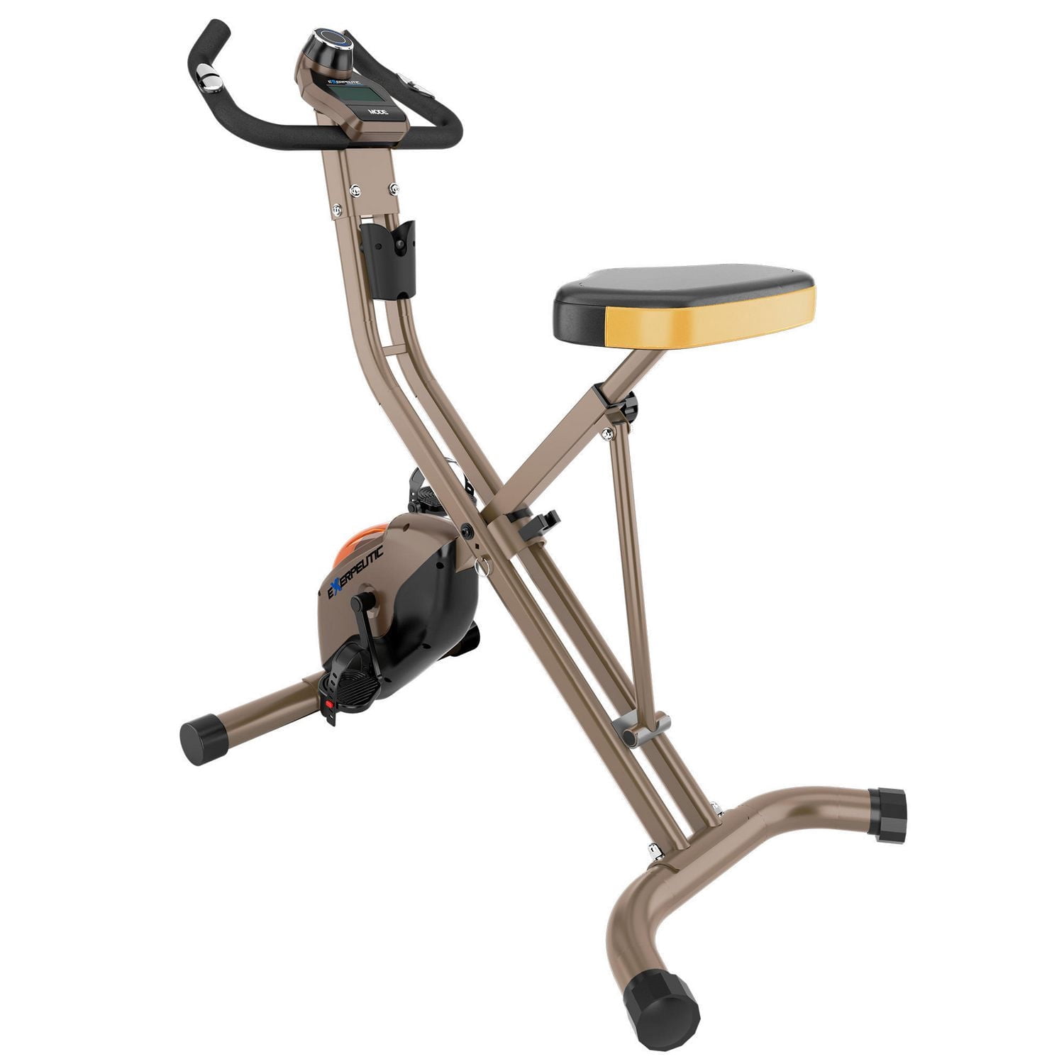 Vélo stationnaire vertical repliable doré à résistance magnétique et capacité de 400 lb 500 XLS d'Exerpeutic