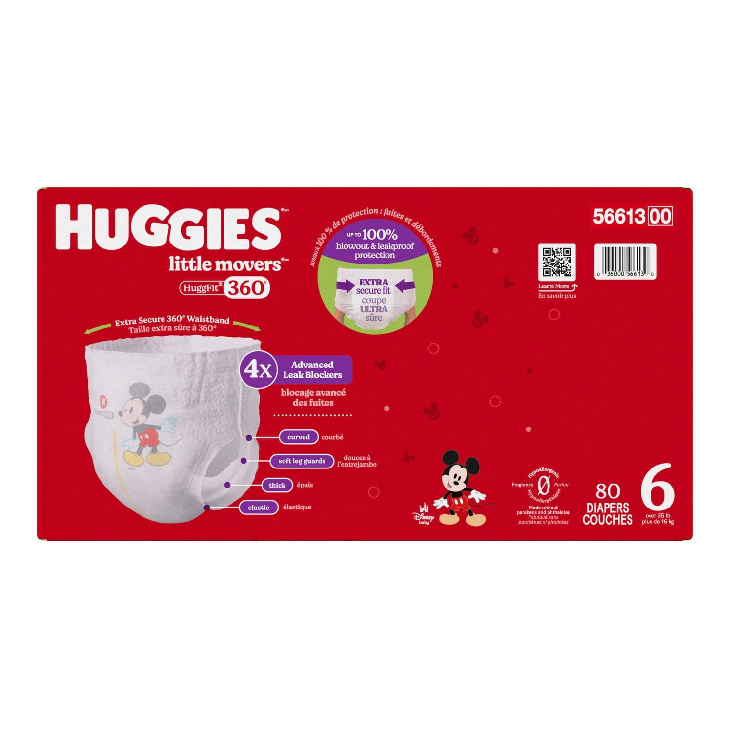 Huggies Little Movers HuggFit 360° Baby Diapers with Waistband, 3-7,Count 136-70