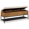 thumbnail image 4 of Bouclair Taupe Fabric Wood and Metal Storage Bench with Shoe Rack, 4 of 10