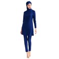 thumbnail image 3 of Innerwin Ladies Bathing Suit Three Pieces Swimsuit Muslim Style Crew Neck Swimwear Full Coverage Seaside Deep Blue 5XL, 3 of 4