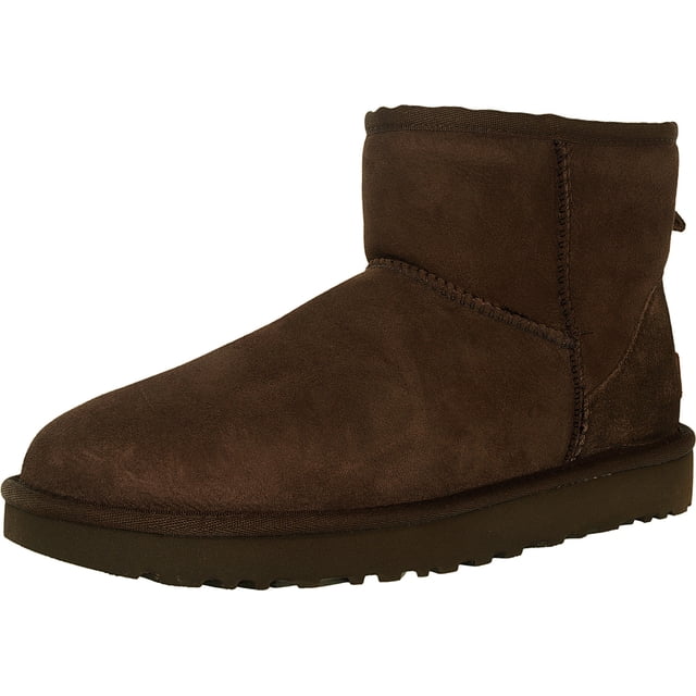 Ugg Women's Classic Mini II Leather Chocolate Ankle-High Suede Boot - 5 M