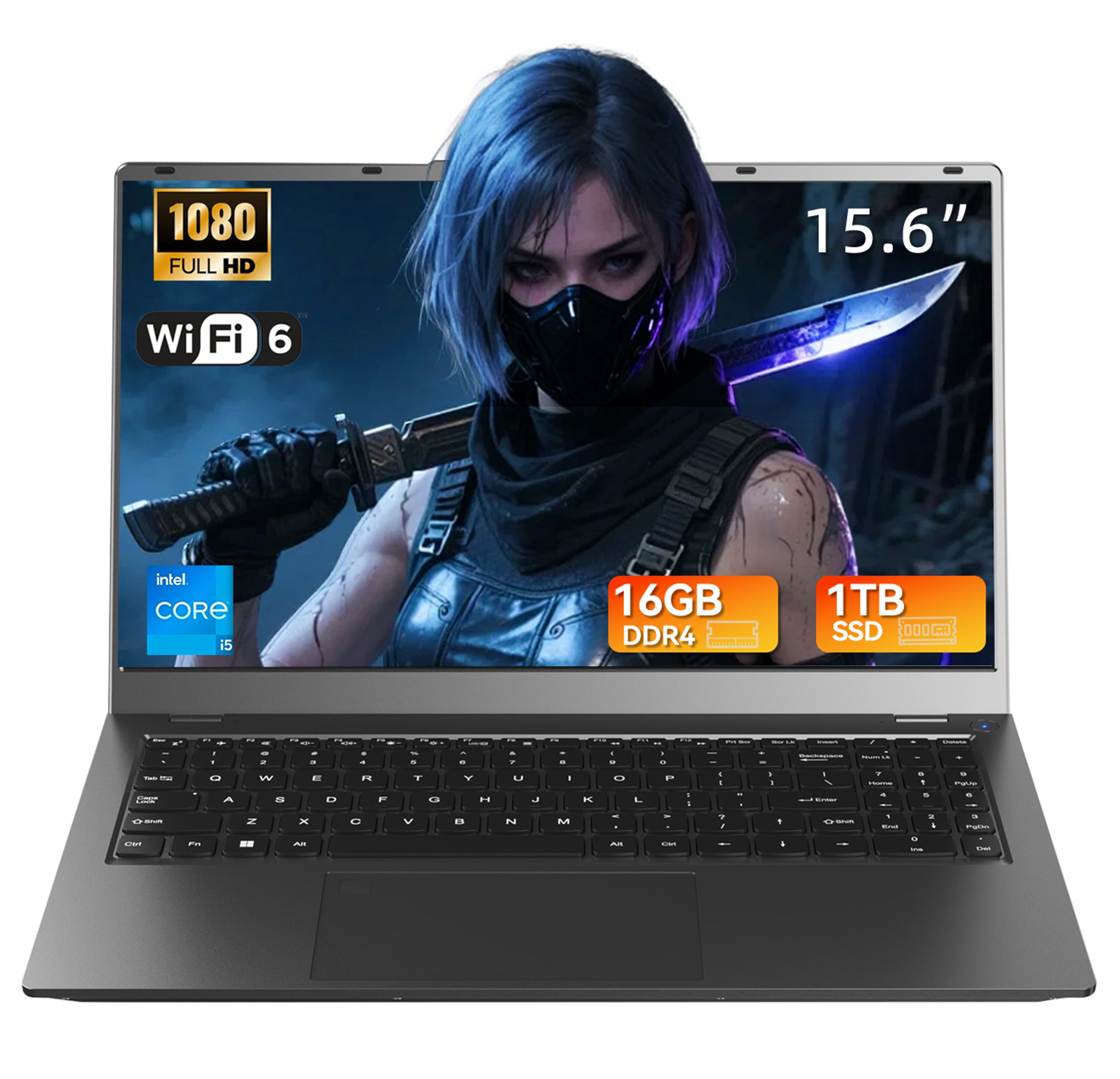 BREB 15.6" IPS Business Laptop: Intel i5-1240P (12-Core), 16GB RAM, 1TB SSD Lightweight for Office & Casual Gaming