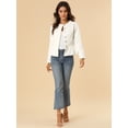 thumbnail image 3 of INSPIRE CHIC Veste en Denim à Basque pour Femme, Col Rond, Sans Col, Boutonnée, 3 of 6
