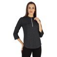 thumbnail image 1 of Inkmeso Stylish Mandarin Collar Top For Women Casual Solid Relaxed-Fit Zipper Front Tunic, 1 of 1