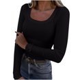 thumbnail image 1 of WRKEKC Blouse à Manches Longues pour Femmes, Couleur Unie, T-Shirt Décontracté à Col Rond pour Femmes, Tenue Quotidienne et de Bureau au Style Classique et Port Confortable, 1 of 7