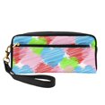 thumbnail image 1 of Leather Portable Travel Small Makeup Bag, Multifunctional Storage Bag, Colorful Love Lines Pencil Case, 1 of 4